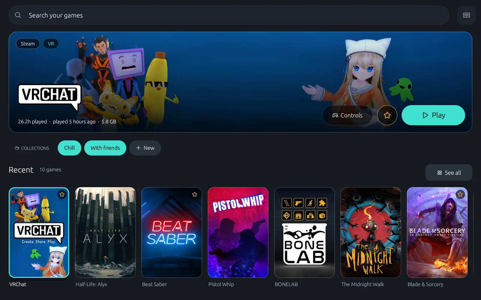 The Home page of the dashboard