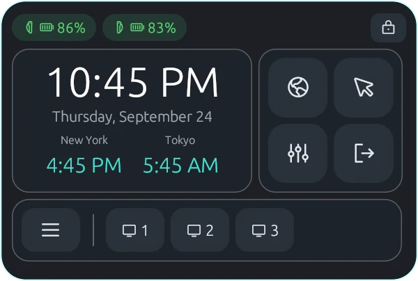 The watch in gaming mode, with its own quick buttons